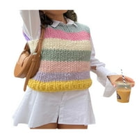 Eyicmarn New Fashion Women pletene džemper prsluk duge prugasti ispisani pulover pulover bez rukava