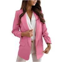Trendi bluže za žene Ženske dame Solid Swood down ovratnik jakna s dugih rukava Odjeća Blazer chaquetas