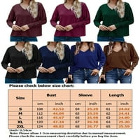 Paille Women majica Majica Solid Boja majica V izrez Tee Ležerne prilike pulover dugih rukava Radna