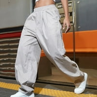 Ženska ulična stil modni dizajn Sense Multi džepovi Kombinezoni slabo svinje sportske hlače bijele s