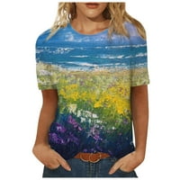 Ženske žene Ljetne tuničke vrhove grafički otisci kratkih rukava Bluze okrugli izrez Pulover modna majica