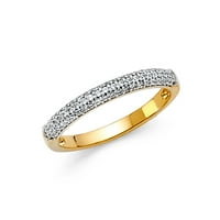 Čvrsti 14K žuti zlatni prsten kubični cirkonijski CZ godišnjica vjenčanica veličine 9.5