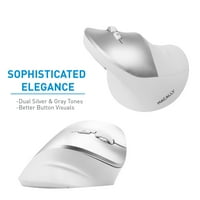 Macally vertikalni ergonomski bežični miš sa 2,4 g RF Dongle, udobnom tipkom Ergo uspravni dizajn, dpi, bijeli