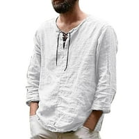 Tosmy muns majica muške casual pune boje Splice V izrez bluza za izrez za crtanje dugih rukava na majici