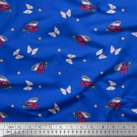 Soimoi Blue Rayon tkanina točka i šareno leptir štampano plaft tkanina sa dvorištem širom