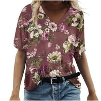Cleance cvjetni ispis bluze za žene Ženska modna casual plus veličina Scenic Cvijeće Štampanje s majicama