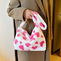 Hesoicy ženska torba meka Fur Plush Top ručka poklon ljubav srca Ispiši jednu torbu za usporavanje za