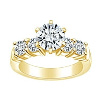 1. Carat okrugli rez bijeli prirodni dijamantski zaručni prsten u 14K čvrsti žuto zlatni prsten veličine-5