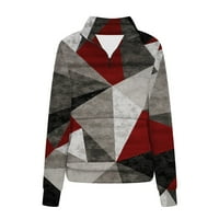 Smihono Wemens Collar Tunic Debele dukseve Drop Dugi rukav Dulover Geometrijski blok u boji Tees Moda