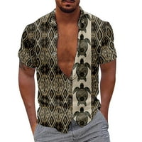 Muška polu zatvaraca skreće duga košulja duga N Ljetna modna boemska kornjača 3D digitalni print casual