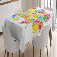 Rođendanski stolnjak, Riječi Sretan rođendan sa živopisnim balonima Kišnim veselim srećnim sretnim danom, blagovaonica kuhinja pravokutni stol za stol, 60 84