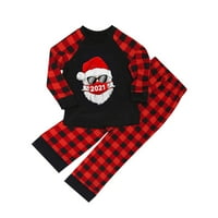 Božićni podudaranje pidžama set za žene Xmas Tree Holiday PJS Red Buffalo Pleaid Sleep Bawer Dugi rukav