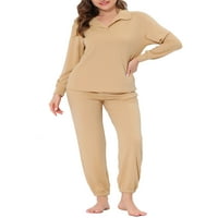 Cheibear Ženska spavaća odjeća Pidžama Trackiots Pulover noćna odjeća s džepovima Lounge setovi