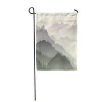 Plavi Mountain Morning Misty crnogorična šumska brda u maglu Zelena pejzažna debela vrtna zastava Dekorativna zastava Kuća baner