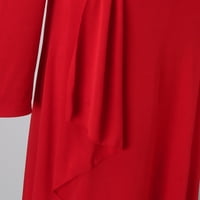 Lroplie Womens haljine jesenski zimski dugih rukava V izrez Frilly Hem proreza haljina za žene crvene