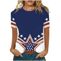 Lolmot američka košulja za zastavu Žene Loose Fit 4th July Patriotske majice Summer casual kratki rukav