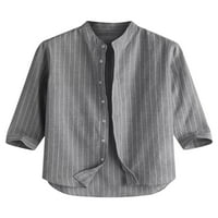 NOILLA muškarci vrhovi rukavske ljetne košulje prugasta majica mens regularna fit tee tipka majica siva