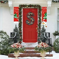 Božićni trijem, sretan božićni ukras u prednje strane, crveni božićni baner zidni baneri za zatvorene vanjske ulaznih vrata Zidno dvorište Xmas Dekoracija