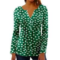 SKSLOEEg ženska bluza polka tat gumb za ispis dolje Ležerne prilike tunike Petal Sakrij majicu s trbuškom