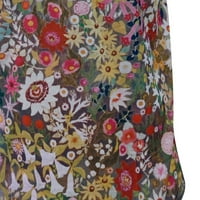 Duks za žene vježbanje majica V-izrez na vrhu s rukavima cvjetni ispis labavi kratki dressy majica Etničke