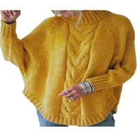 Žene Jumper vrhovi zimski topli džemper dugi rukav pulover ugodnim pletenim džemperi Looungeward Yellow