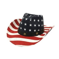 Muška vintage SAD Američka zastava Kaubojski šešir W Western Oblik-IT, Crvena, Besplatna veličina