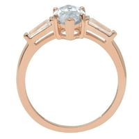 2. CT Sjajno markiza Cleani simulirani dijamant 18k Rose Gold Trokratni prsten s 45,75