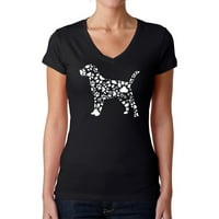 Ženska reč Art V-izrez Majica - Printova za pse