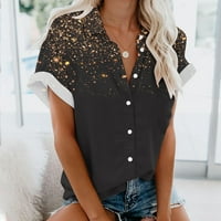 Zodggu Basic Tees Majice za žene Ponude modne tipke Rever V izrez Košulje Comfy Labave Ležerne prilike