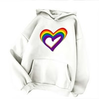 ChoiceGeCuw Hoodies za žene Hearts Print Crtav pulover Duksevi sa dugim rukavima s džepom Modni lagani