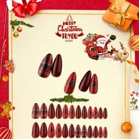 Zhaomeidaxi Božićne nokte crvene snežne pahulje Lažni nokti kratki Santa Elk lažni ekser sjajni santa stablo umjetni nokti slatki uzorak puni poklopac vatre za žene i djevojke