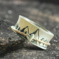 Your Mar modni prstenovi za žene Inspiration Vintage Estetski srebrni prsten nakit Vintage Mountain uzorak prsten sa modnim rotirajućim rotiranim rođenjem rodjenđernog poklona za rođenje srca