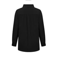 Popust Žene Fals Fashion Casual Džepovi Bluza Čvrsta skretnica Ležerne majice dugih rukava s dugim rukavima