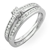 0. Karat 10k bijelo zlato okruglo Diamond Dame Dame Bridal Ring Angažman za vjenčanje Set CT