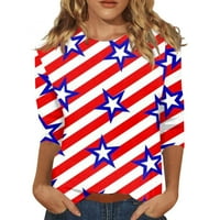 Strungten majice za žene Ispis grafičkih metala bluze casual plus veličina osnovnih vrhova pulover Dan nezavisnosti ženki Ljetni vrhovi
