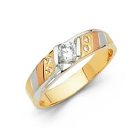 Jewels 14k Zlatni prsten okrugli kubični cirkonijski muški godišnjica vjenčana veza veličine 9.5