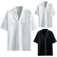 Lovskoo muns gumb dolje majice Ljetne bluze muškarci casual udobne čvrste vrhove dukseve bluza crna