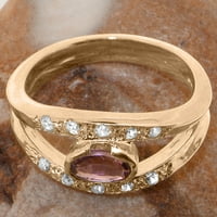 Britanska napravljena 9K ruža zlatna prirodna ružičasta turnira i dijamantni ženski prsten - veličine
