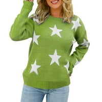 Hanzidakd ženski pleteni pulover Dukseri pad i zimski rukav o vratu poliesterski modni pulover džemperi zeleni m