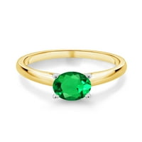 Gem Stone King 1. CT okrugli zeleni simulirani smaragd 10k žuti i bijeli zlatni prsten
