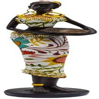 Statue afričke figurice skulptura Colorfull haljina stojeća dama figurica kip dekor kolekcionarna umjetnost