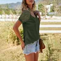 Ženski vrhovi Ljeto čipka s kratkim rukavima V natop majica Slobodna casual tee bluza