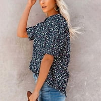 Ženski casual boho cvjetni print v izrez kratki rukav labav bluze za bluze za majice Navy XL, američka veličina 10