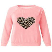 Gomelly Dame majica dugih rukava dukserica labavi fit pulover žene osnovne jesene vrhove Leopard Print Pink XXL