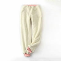 Fleece Duks za žene Prevelike fit bundeve printom za printu visoke struk debele pantalone Ležerne modne