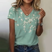 Ženski vrhovi zazor ispod $ velike veličine V-izrez bluza cvjetni casual majica kratkih rukava Labavi