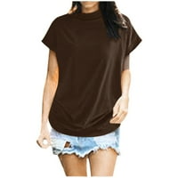 Cieken Ženska kornjača TURTLENECK kratki rukav pamuk od pune ležerne bluza Top majica Plus majica za