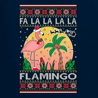 Wild Bobby, FA La La Mingo Pink Flamingo Santa Hat Rasvjeta Drveće ružno božićni džemper Unise Crewneck