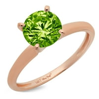 0,5ct okrugli rez zeleni prirodni peridot 18K ružičasto zlato Angažovanje prstena veličine 8,75
