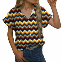Oalirro Bluze za žene Dressy Ležerne prilike za rođendan Predstojeće ženske modne vrhove Okrug Ovratnik za ispis casual kratkih majica Bluza Multicolor
